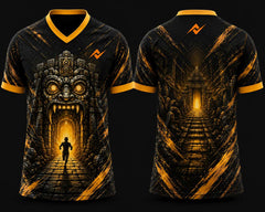 Temple Run Esports Jersey V-Neck Polo Collar – Black Gold Edition | Premium Gaming Jersey