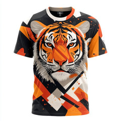 Next Print Tiger Face Graphic T Shirt Design Orange and Black Abstract Pattern