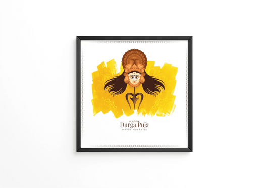 Traditional Indian Durga Puja and Happy navratri festival frame - Next Print