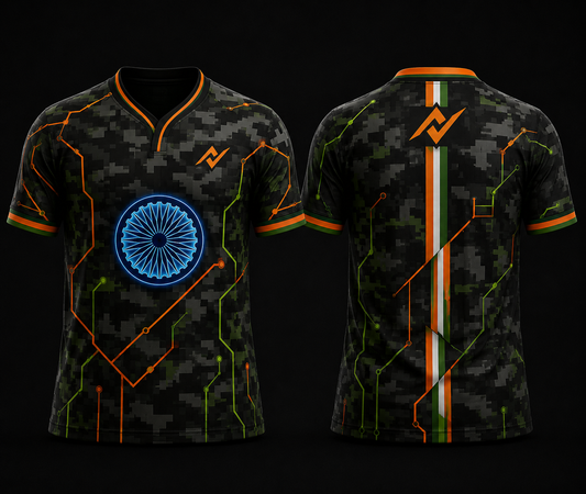 Tricolor burst explosion of colours energy graphic jersey