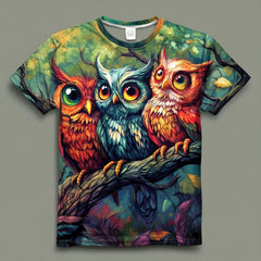 Next Print Tshirt with owls on tree branch Printed Tshirt.