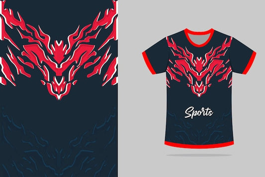 Next Print Tshirt mockup abstract texture grunge texture sport jersey design in red black color