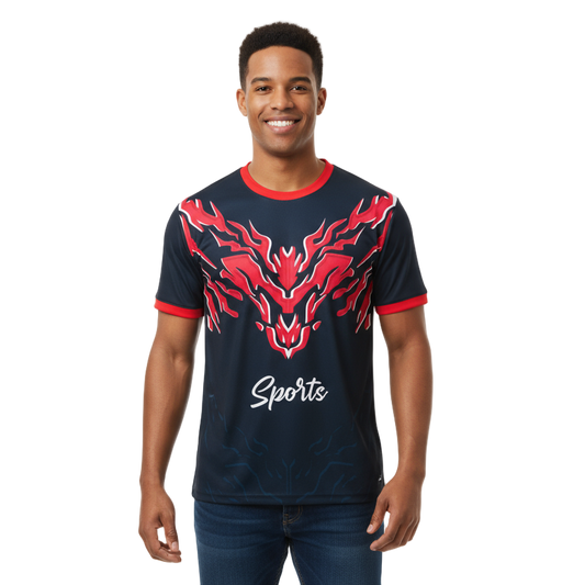 Next Print Tshirt mockup abstract texture grunge texture sport jersey design in red black color