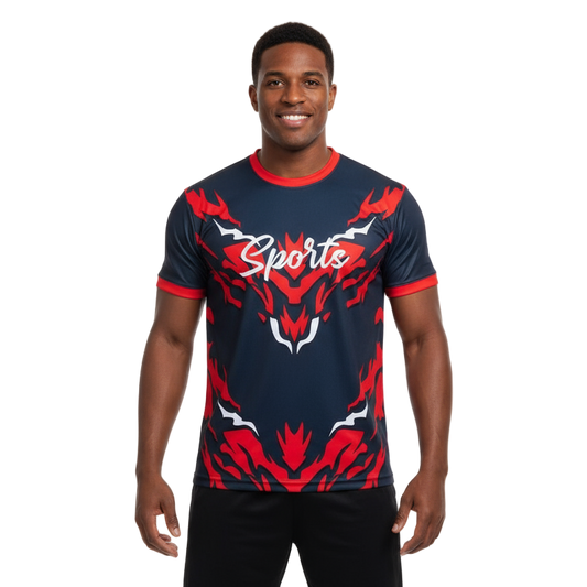 Next Print Tshirt mockup abstract texture grunge texture sport jersey design in red black color