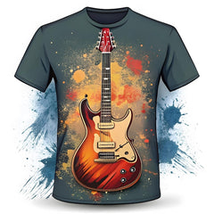 Next Print grunge guitar t shirt .