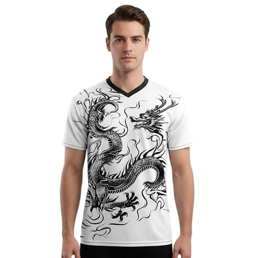 Next Print two white shirts with a dragon on the front and the word gargo on the front