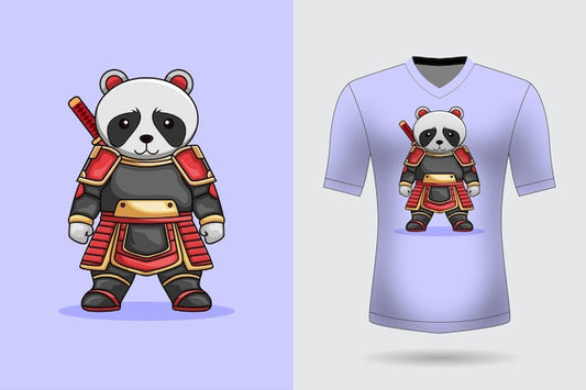 Next Print Vector cute samurai panda holding sword katana cartoon vector icon illustration animal nature icon concept isolated