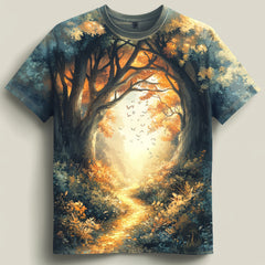 Next Print A vibrant forest scene on a tshirt