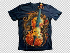 a violin design on t shirt