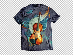 Next Print A violin design on t shirt .