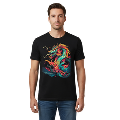 Next Print vivid dragon tshirt design made in a vibrant vector style Generative AI