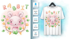 Next Print Watercolor cute bunny Tshirt