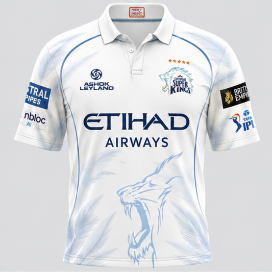 Next print White & Blue Cricket Jersey Custom Name & Number | Premium Sports Team Jersey India