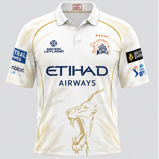 Next print White & Gold Cricket Jersey – Custom Name & Number | Premium Sports Team Jersey India