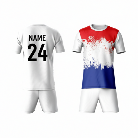 White grey activewear t-shirt with matching shorts back view