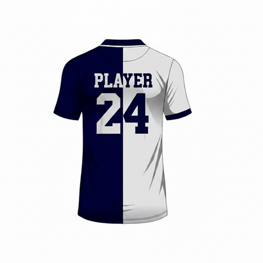 White navy blue gaming jersey back side with custom gamer name