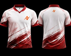 Front and back view of a white and sky blue mountain-themed K-Pop esports jersey with Chinese collar and premium sublimation print.