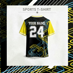 Breathable modern sports t-shirt in yellow and black color