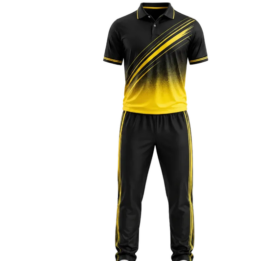 Next print Custom Yellow Black Team Jersey + Track Pant Set | Cricket / Football Kit