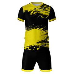 Yellow black sports jersey with shorts front view for men