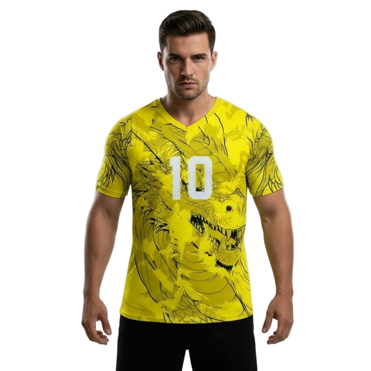 Next Print Yellow Dragon Jersey Design Printed T-Shirt.