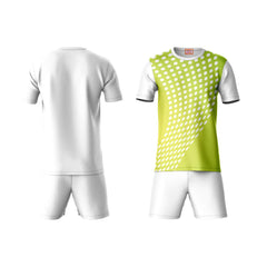 Premium yellow gradient sportswear coord set with white shorts side angle view