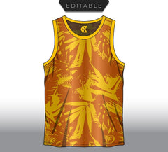Yellow Tropical Leaves and Floral Pattern Sublimation Jersey Design
