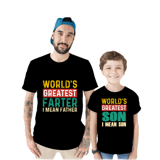 World's Greatest Father Dad and Son Printed T-Shirt.