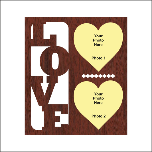 Love Wall Frame With 2 Photos Heart Shape Photos