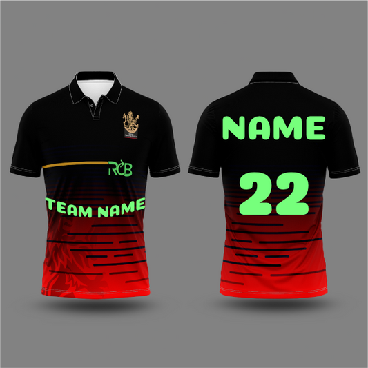 RCB 2026 black red half sleeves printed cricket jersey for men by NextPrint India