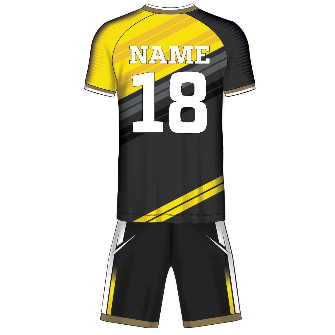 Custom yellow strike sports jersey with personalized player name and number