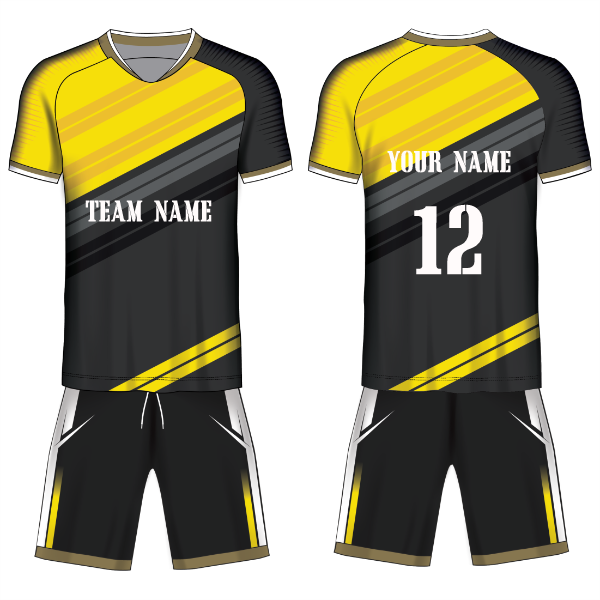 Premium yellow strike sports jersey side angle athletic wear view