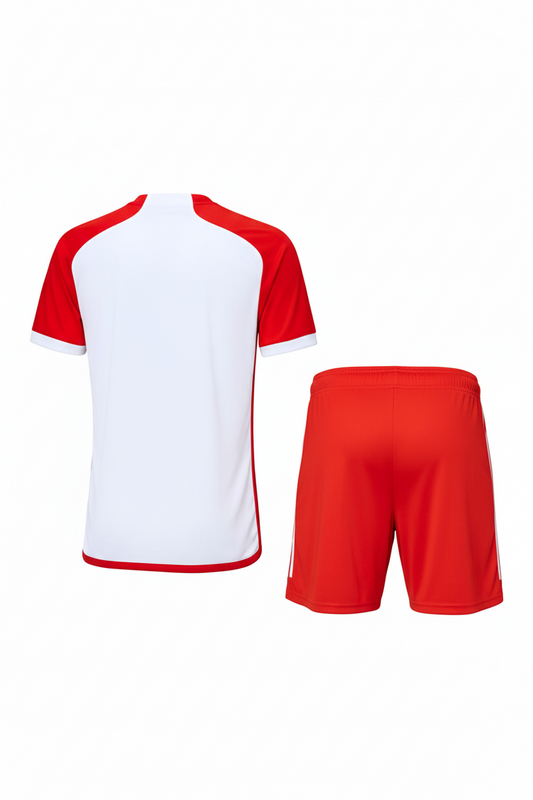 NextPrint Premium White & Red Football Jersey Set (T-Shirt & Shorts) – Customizable