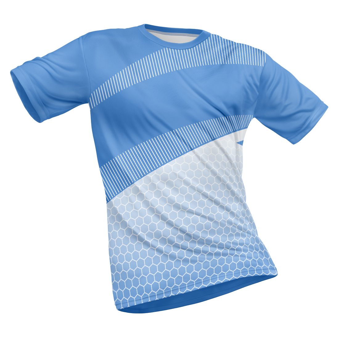 Polyester Half Sleeve Jersey with Round Collar and All Over Digital Print.