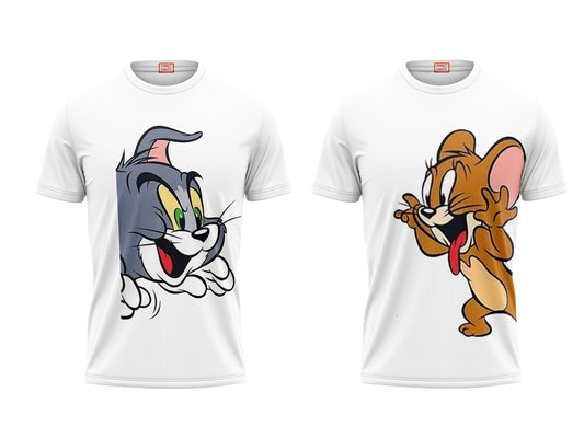 Tom and Jerry Couple Printed Tshirts - Pack of 2 Design 2