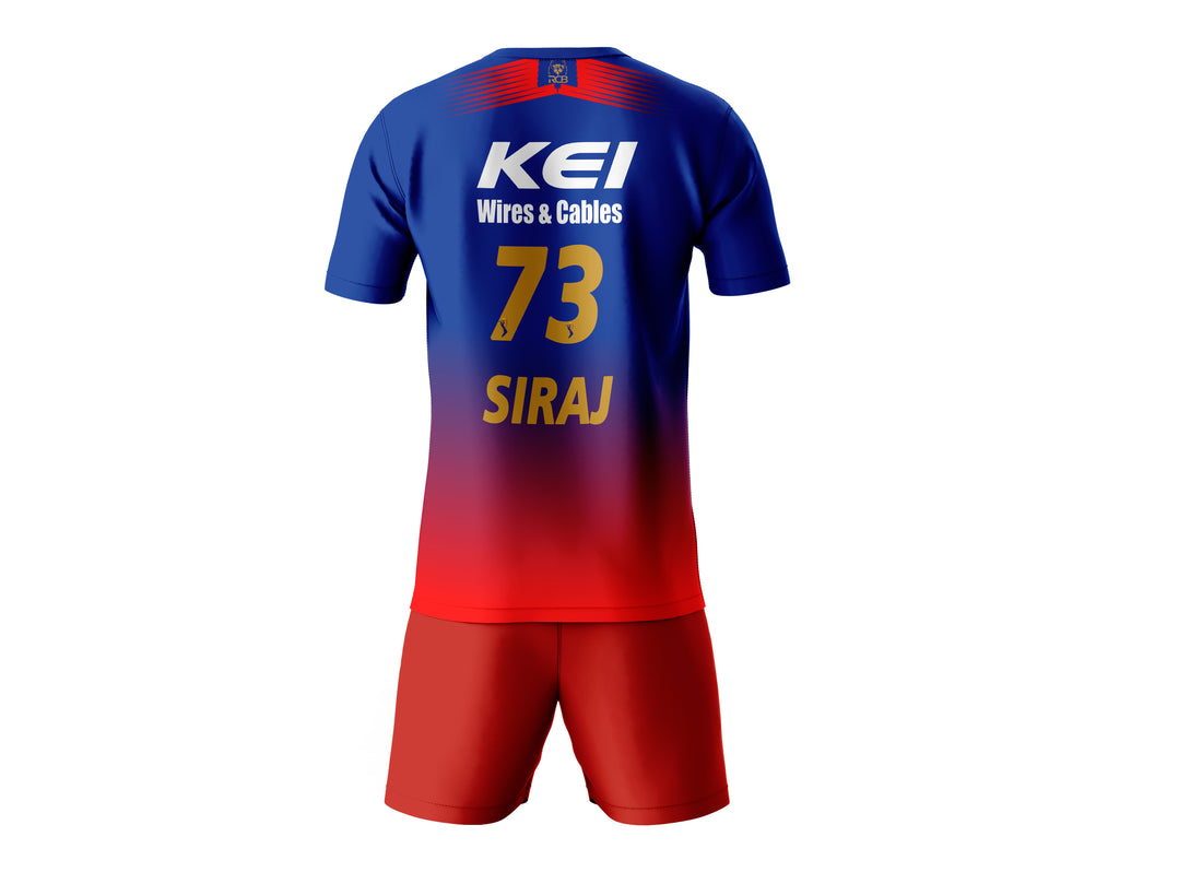 Mohammed Siraj RCB Round Neck Half Sleeve T Shirt With Shorts RCBRNHSTS10