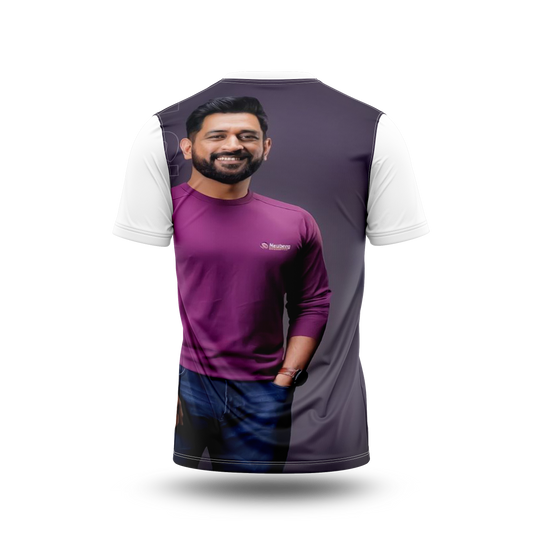 MS Dhoni Photo Printed T-Shirt.
