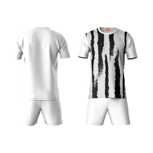 Next Print Round neck jersey white with shorts NPTS40