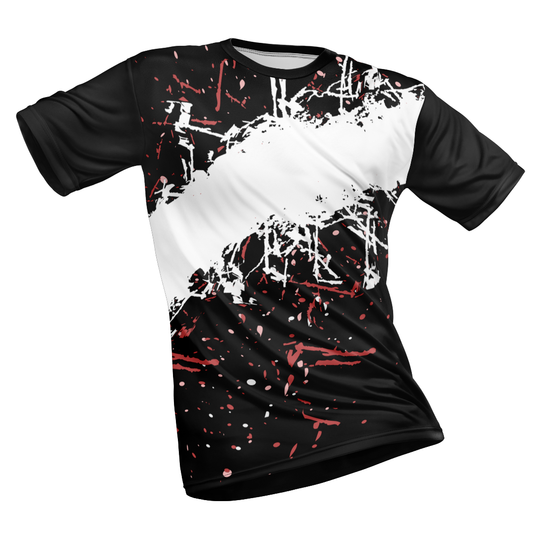 Polyester Half Sleeve Jersey with Round Collar and All Over Digital Print.