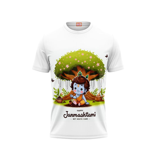 Next Print Krishna janmashtami  Printed Tshirt White Design 4