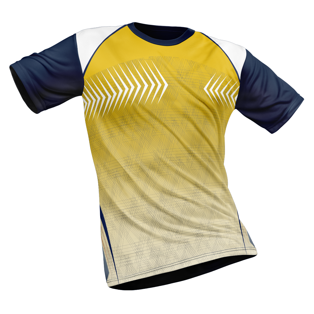 Polyester Half Sleeve Jersey with Round Collar and All Over Digital Print.