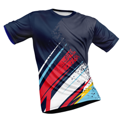 Polyester Half Sleeve Jersey with Round Collar and All Over Digital Print.