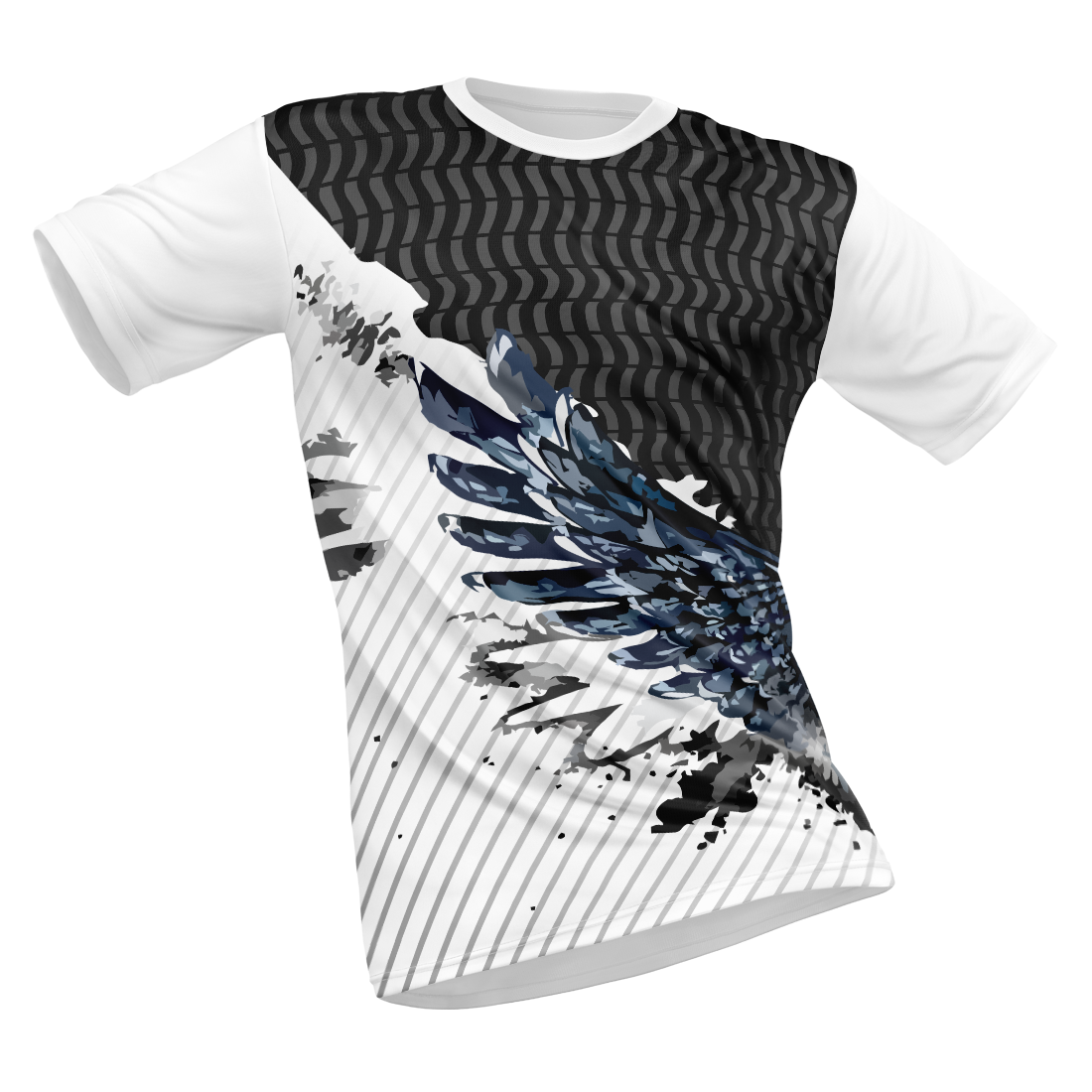 Polyester Half Sleeve Jersey with Round Collar and All Over Digital Print.