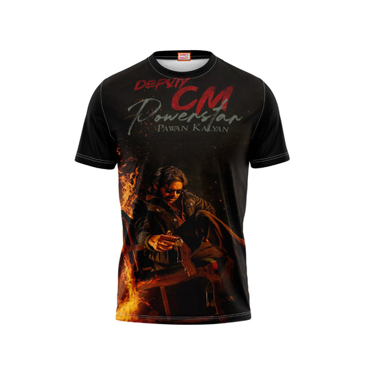 Nextprint Pawan kalyan deputy cm  black photo printed tshirt