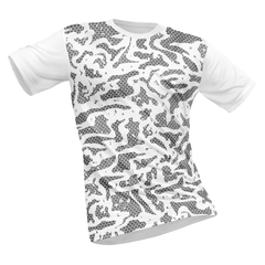 Polyester Half Sleeve Jersey with Round Collar and All Over Digital Print.