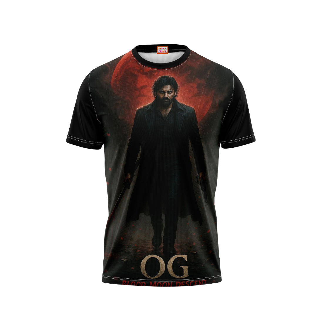 Nextprint Pawan kalyan  Power star standing black photo printed tshirt