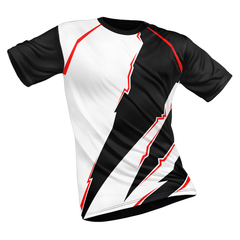 Polyester Half Sleeve Jersey with Round Collar and All Over Digital Print.