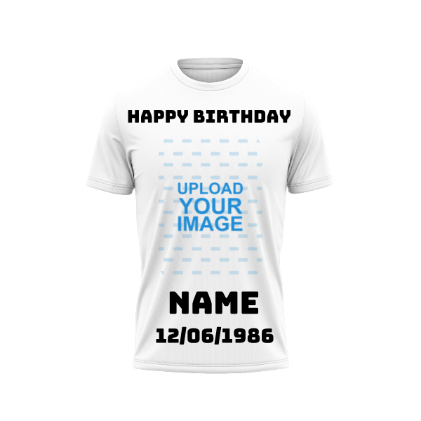 Photo Printed T-Shirt With Name,and Birthday Date Printed.