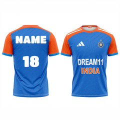 India Cricket Round Neck Name And Number Printed Jersey 2024.