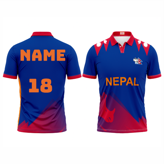 Next Print Customised Name and Number Printed Nepal Cricket Jersey.